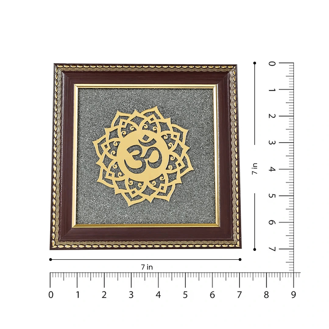 Om Symbol Raw Pyrite Frame | Meditative Mandala for Peace & Cosmic Energy