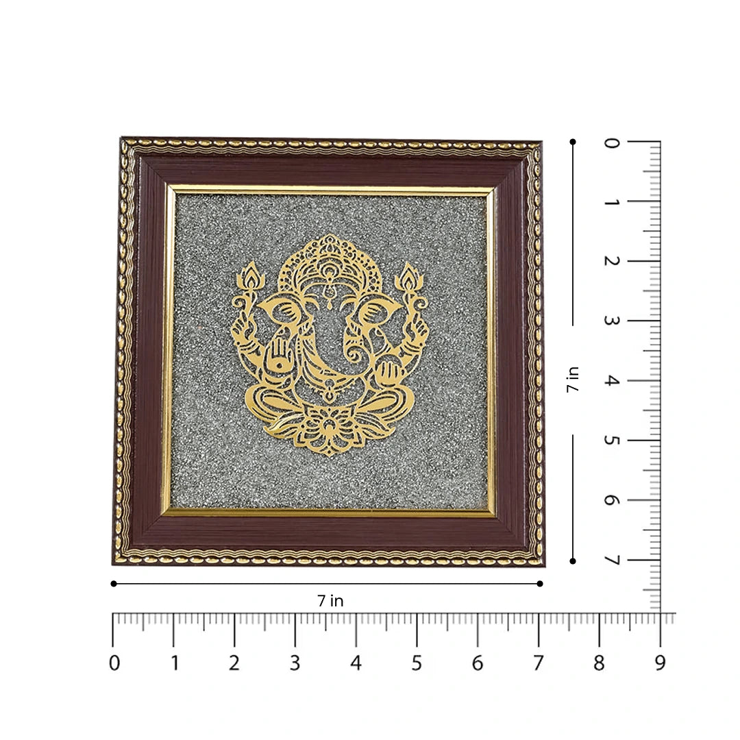 Lord Ganesha Raw Pyrite Frame | Brings Good Luck & Abundance