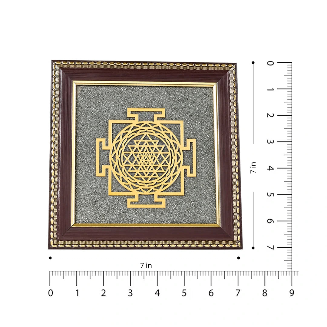 Shree Yantra Raw Pyrite Frame for Wealth Manifestation