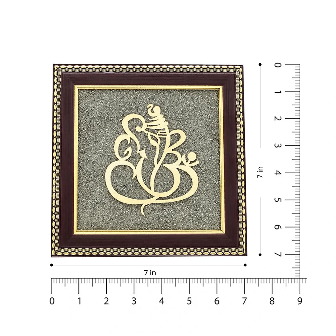 Ganesh Ji Raw Pyrite Frame for Prosperity and Good Fortune