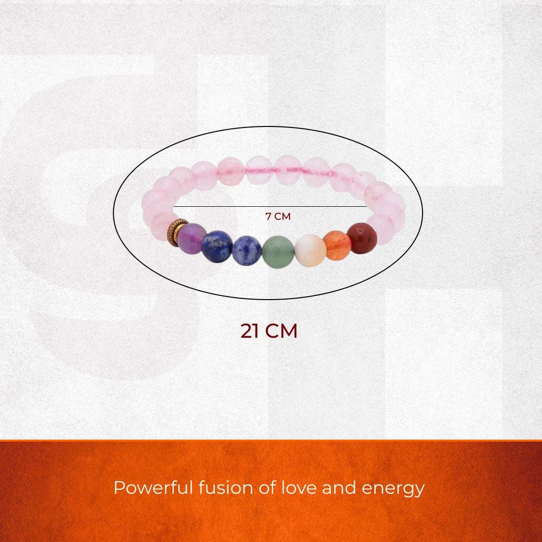 Rose Quartz 7 Chakra Bracelet - view 2