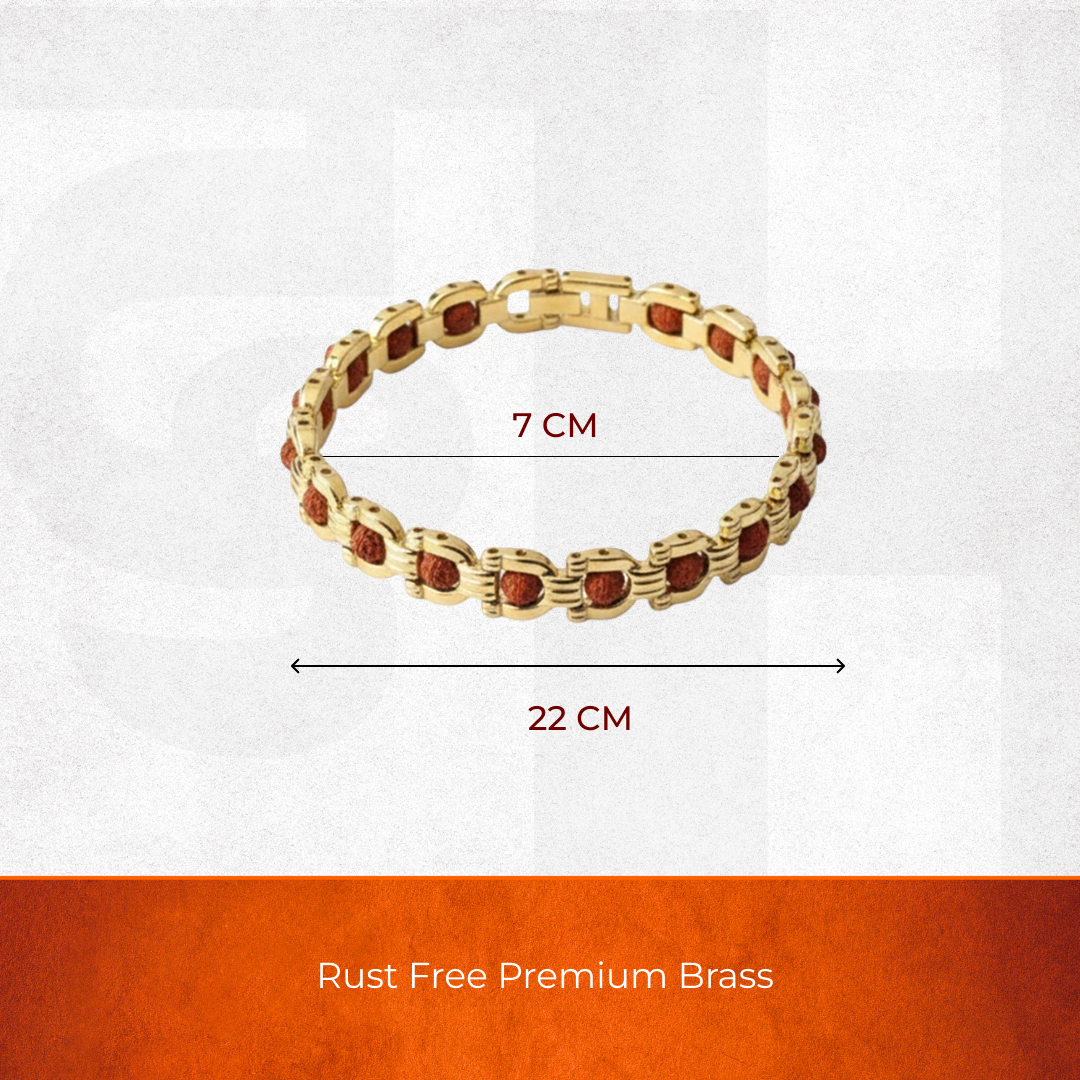 Semi Circle Gold Plated Rudraksha Bracelet - view 2