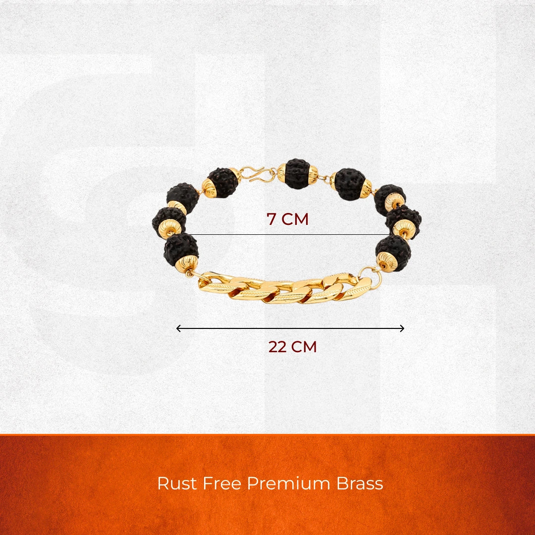 Gold Plated Rudraksha Chain Bracelet - view 8