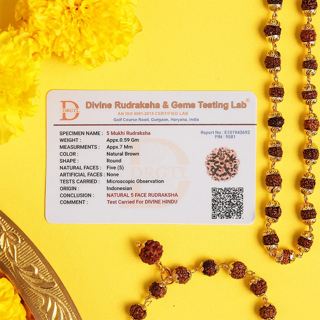 Golden Cap Rudraksha Necklace & Bracelet Combo - view 4
