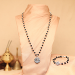 Lord Murugan Silver-Capped Karungali Combo (Pendant & Bracelet)