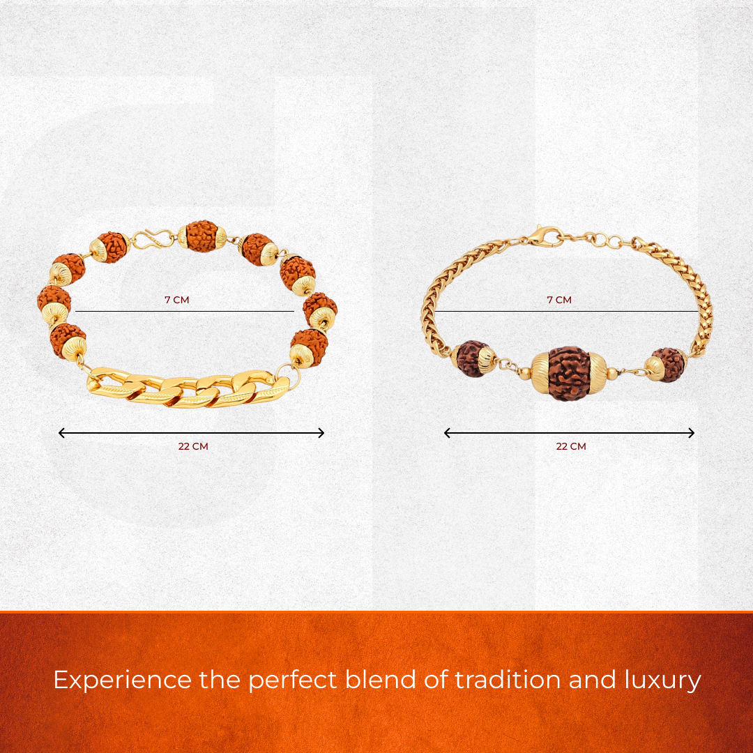 Gold Plated Rudraksha Chain Bracelet & Rudraksha Beads chain Bracelet - view 2