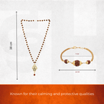 Gold Plated Rudraksha OM Shiva Trishool Necklace & Rudraksha Bracelet
