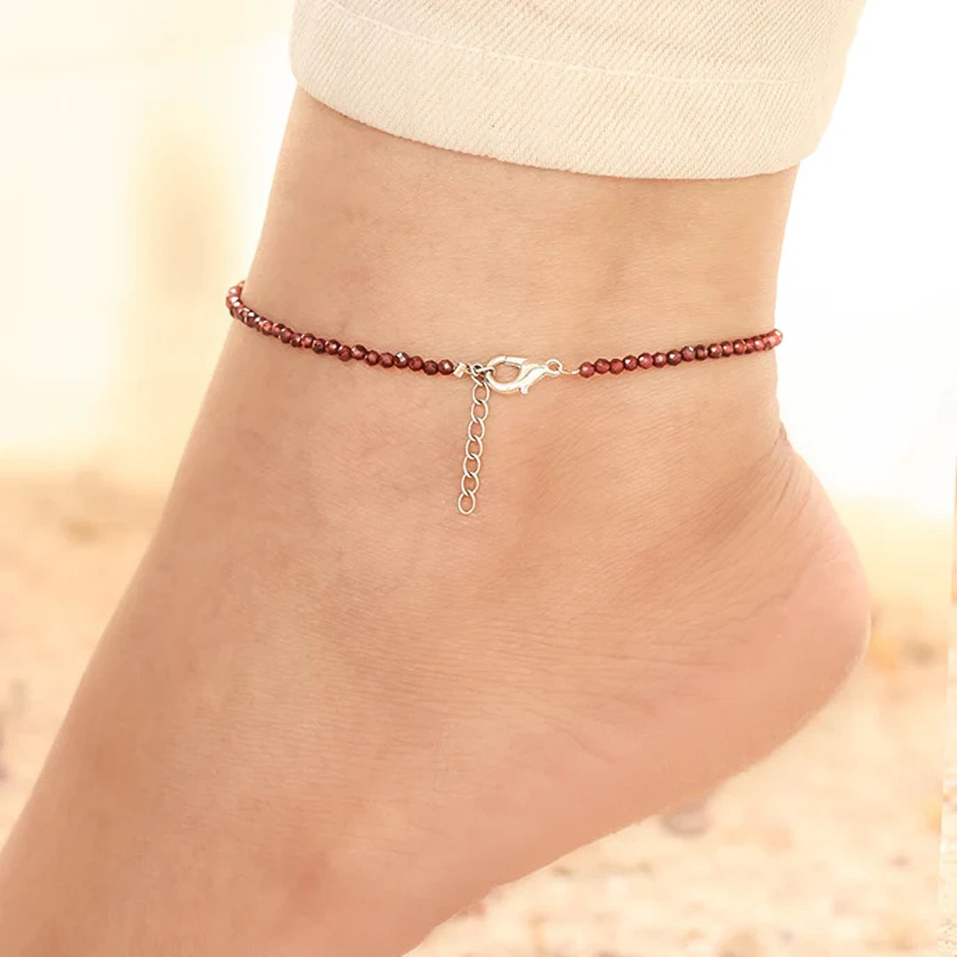 Red Garnet Anklet Plate for Energy and Motivation with Free Selenite Combo