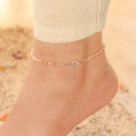 Rose Quartz Anklet and Free Selenite Plate for Love and Emotional Healing Combo - view 2