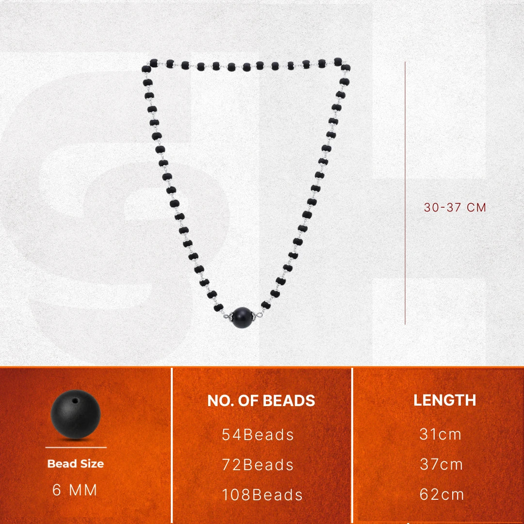 Silver Cap Karungali Mala with Large Bead, Gov. Lab Certified - view 2