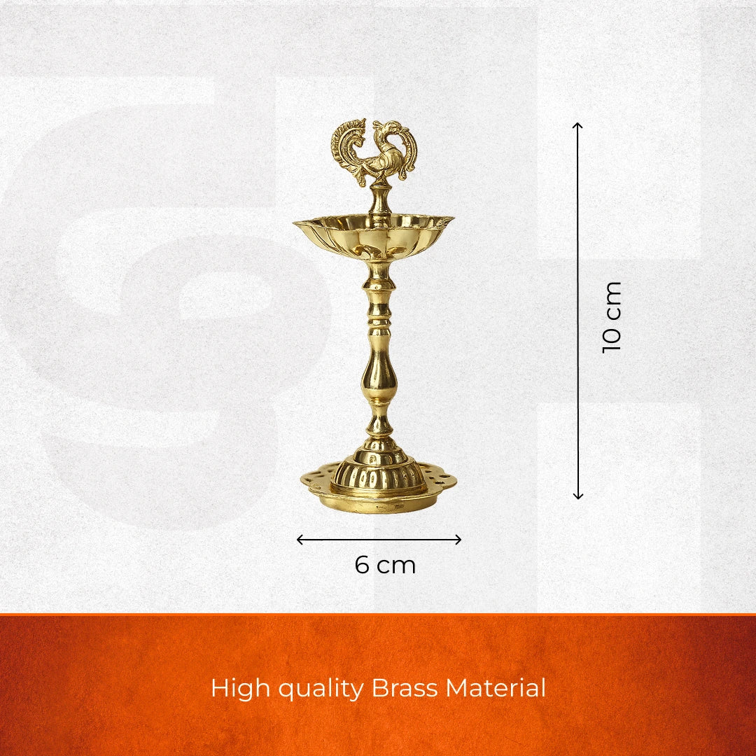 Seven Wicks Peacock Oil Brass Lamp