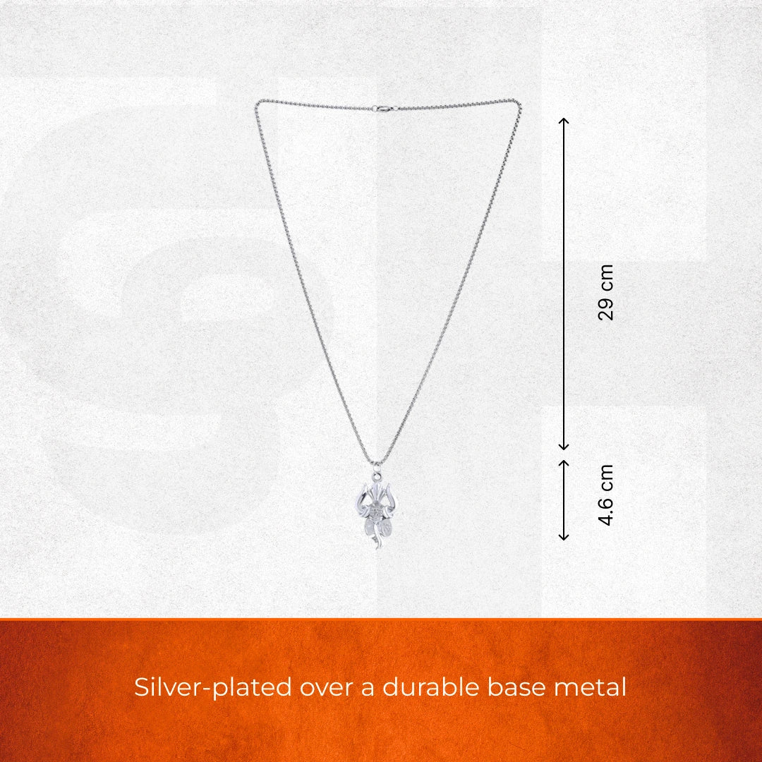 Silver Plated Shiva Trishul & Damaru Pendant