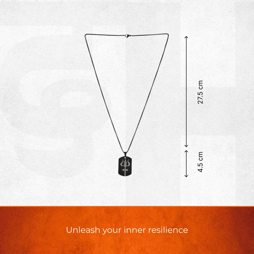 Oxidized Black Mahadev Trishul Pendant - view 2