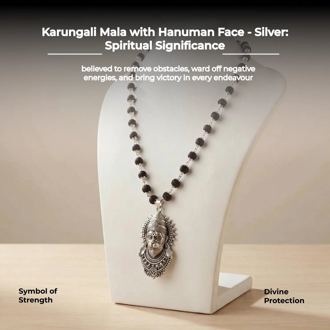 Karungali Mala with Hanuman Face - Silver - view 2