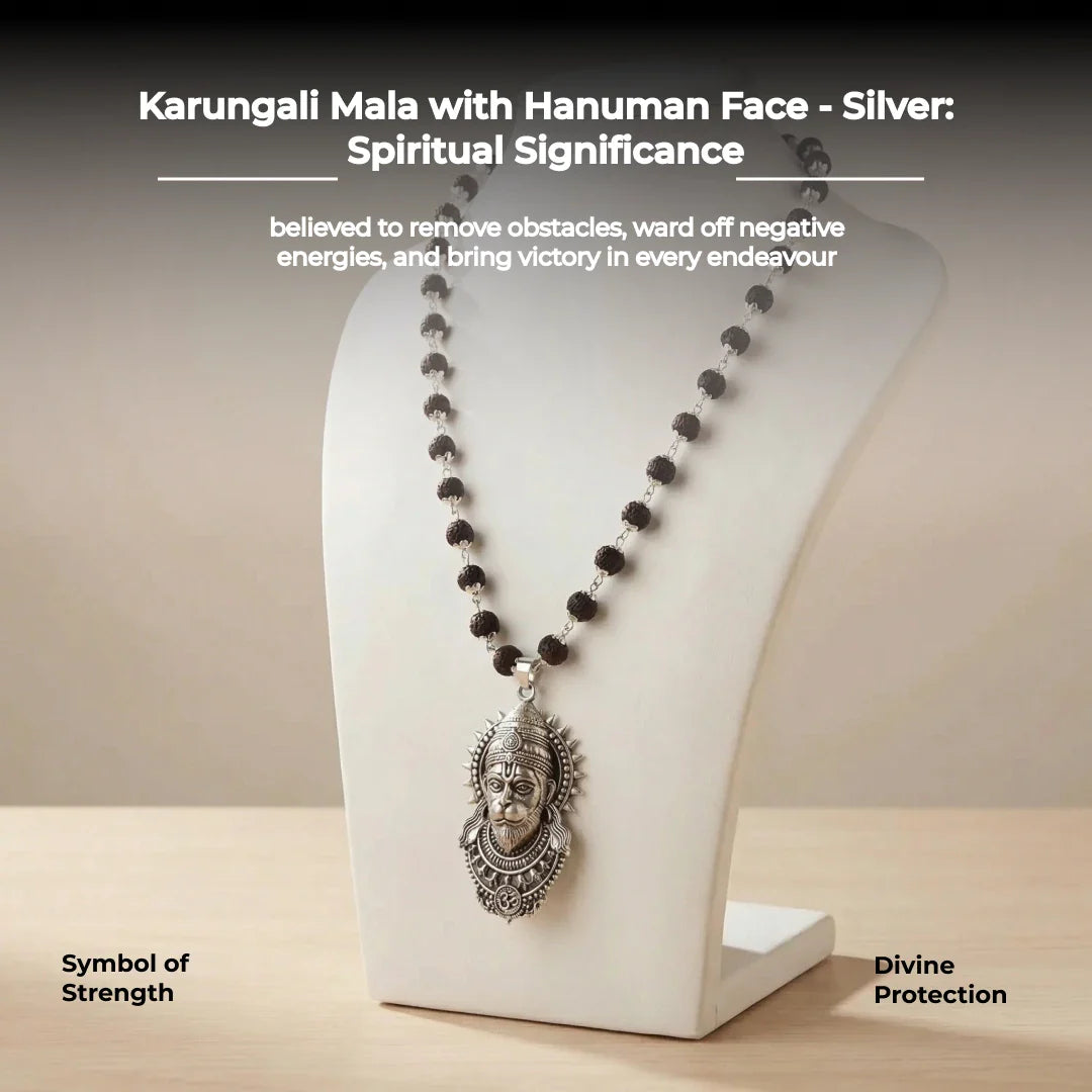 Karungali Mala with Hanuman Face - Silver - view 7