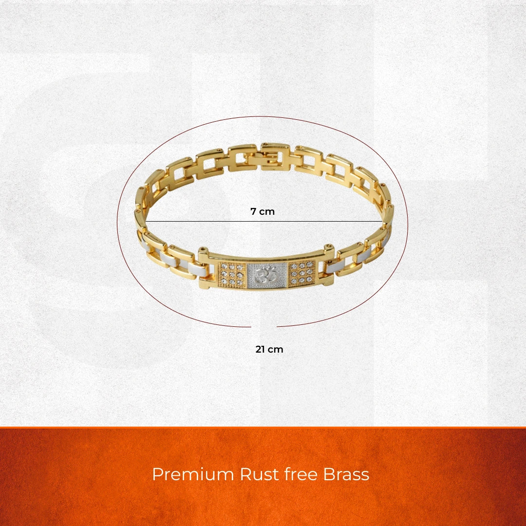 Gold Plated Duotone Om Serenity Bracelet - view 2