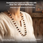 Rudraksha,Karungali and Tulsi Mala with Silver Cap - view 4
