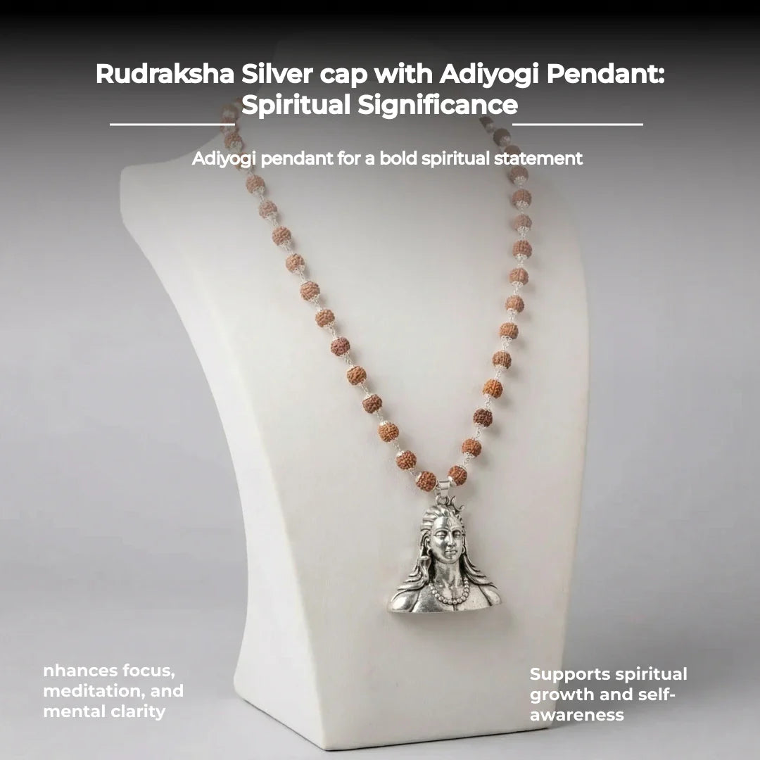 Rudraksha Silver cap with Adiyogi Pendant - view 11