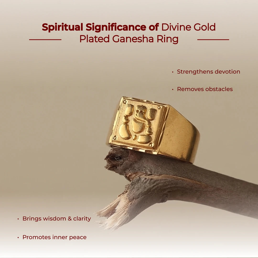 Divine Gold Plated Ganesha Ring - view 3