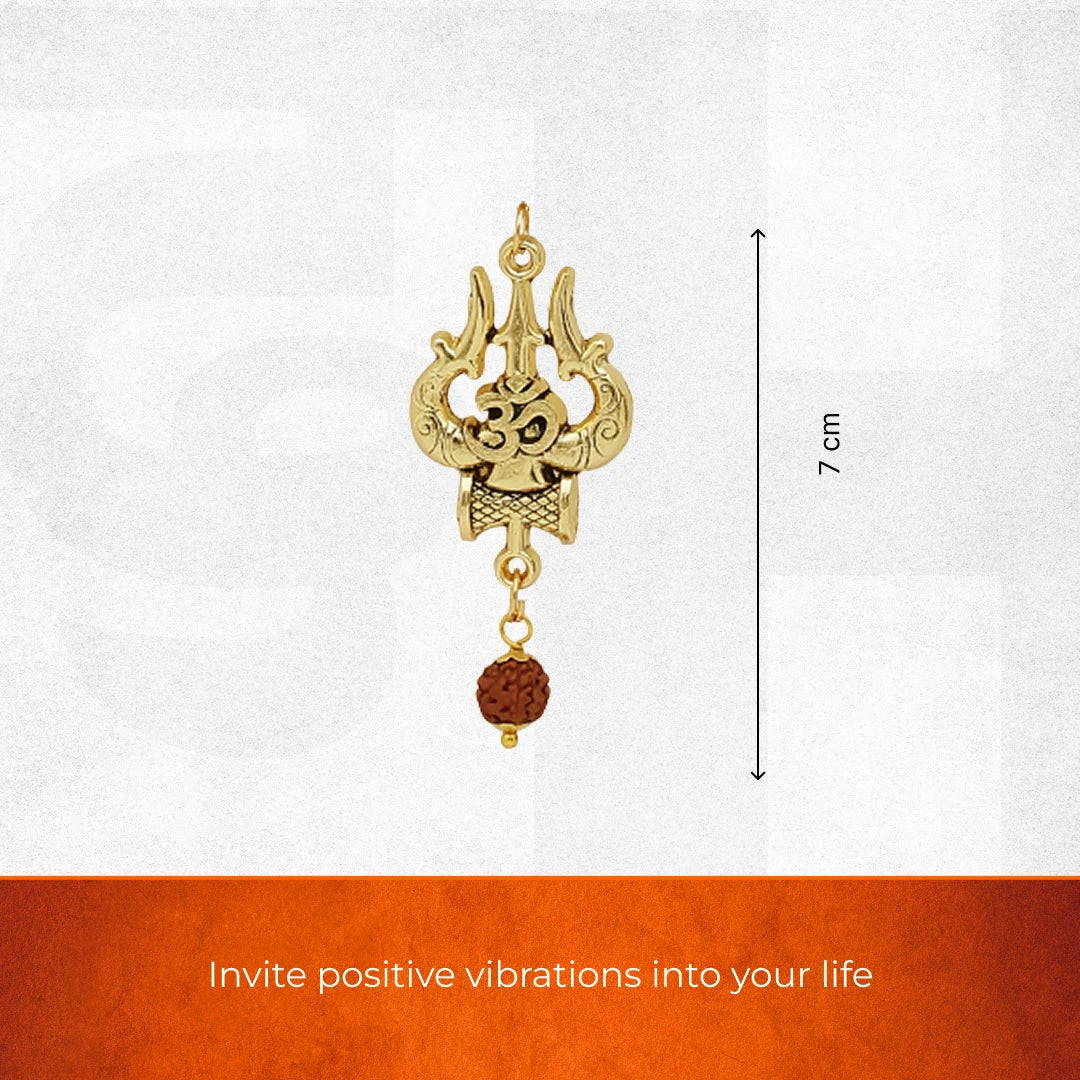 Gold Plated OM Shiva Trishool Pendant