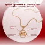 Gold Plated Ram and Sita Pendant with Chain - view 2