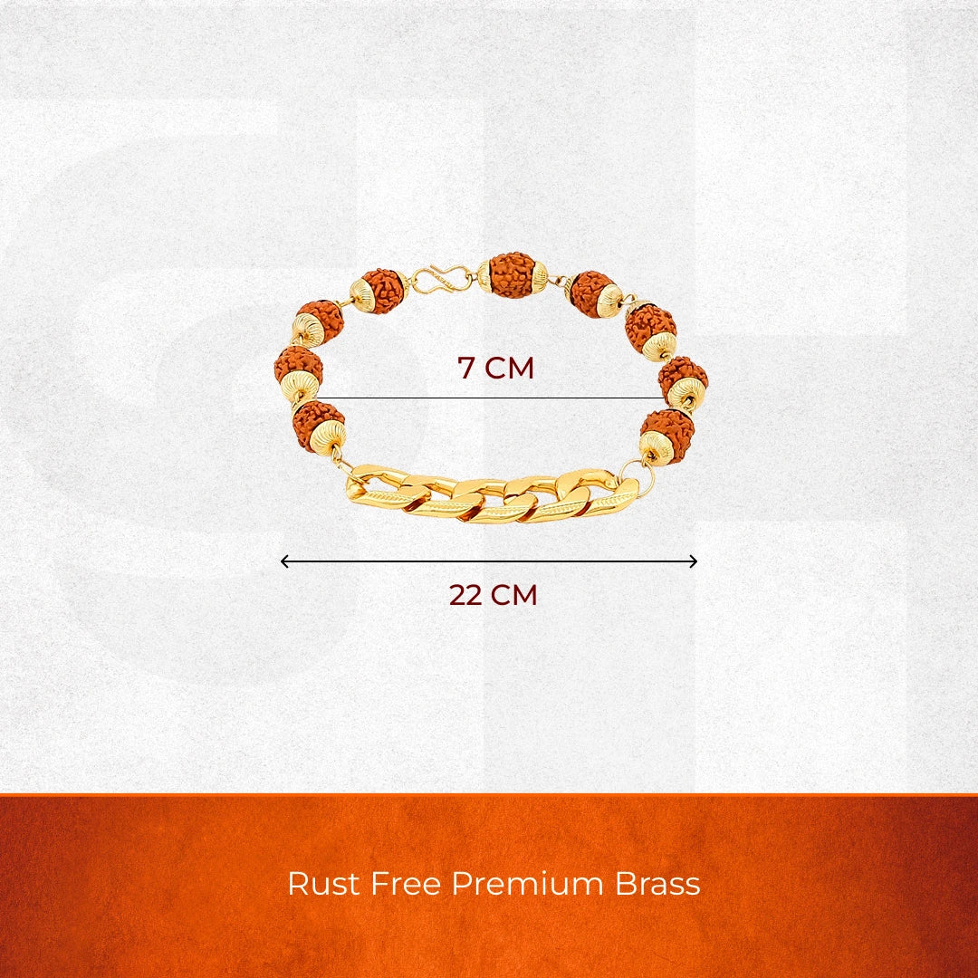Gold Plated Rudraksha Chain Bracelet - view 9