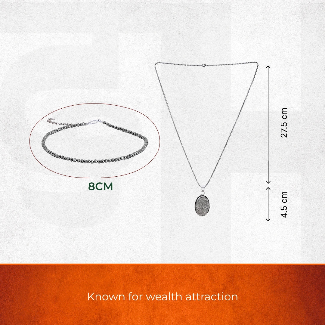 Total Wealth Alignment Combo: Pyrite Anklet & Raw Pyrite Pendant - view 3