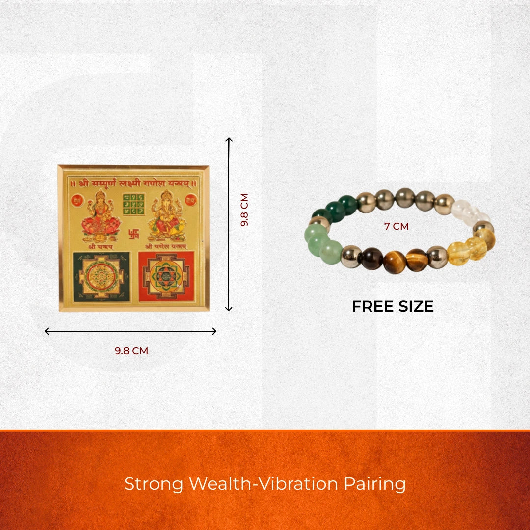 Ultimate Vyapar Vridhi Combo: Laxmi Ganesha Yantra & Money Magnet Bracelet