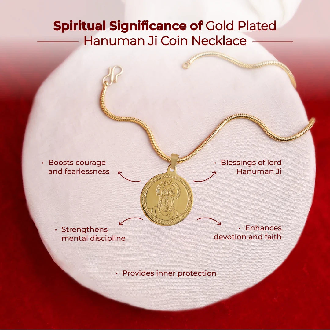 Gold Plated Hanuman Ji Coin Necklace - view 7