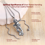 Silver Plated Standing Hanuman Gadha Pendant - view 4