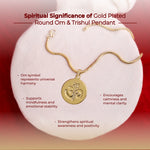 Gold Plated Round Om & Trishul Pendant - view 4