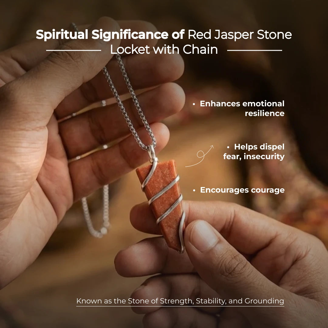 Red Jasper Stone Locket with Chain - view 3