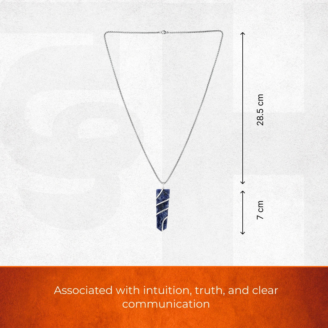Sodalite Stone Locket with Chain - view 2