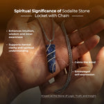 Sodalite Stone Locket with Chain - view 3