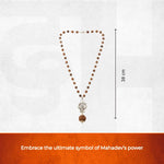 Silver Capped Rudraksha Mala with Trishul Damroo and 5 Mukhi Rudraksha - view 7
