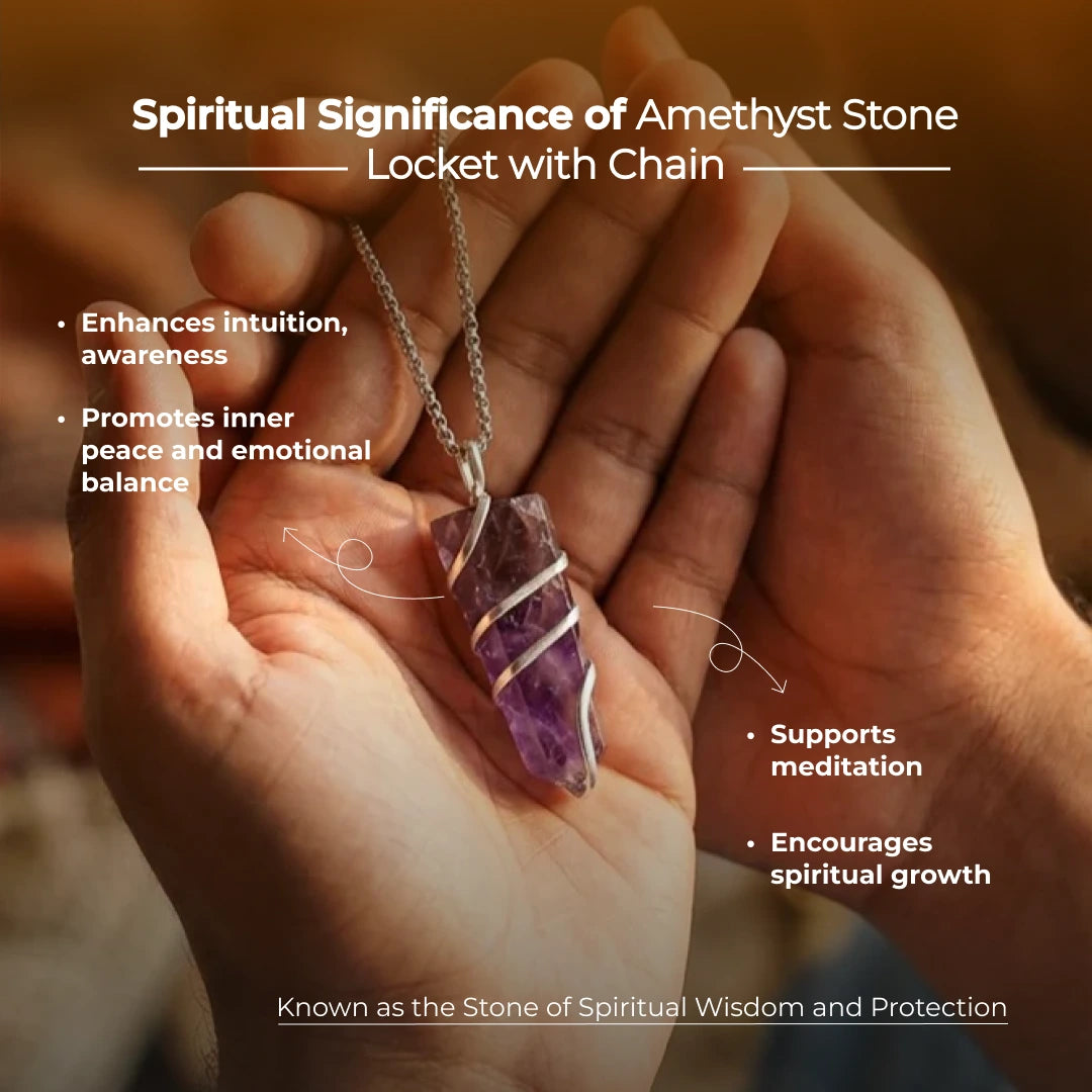 Amethyst Stone Locket with Chain - view 3