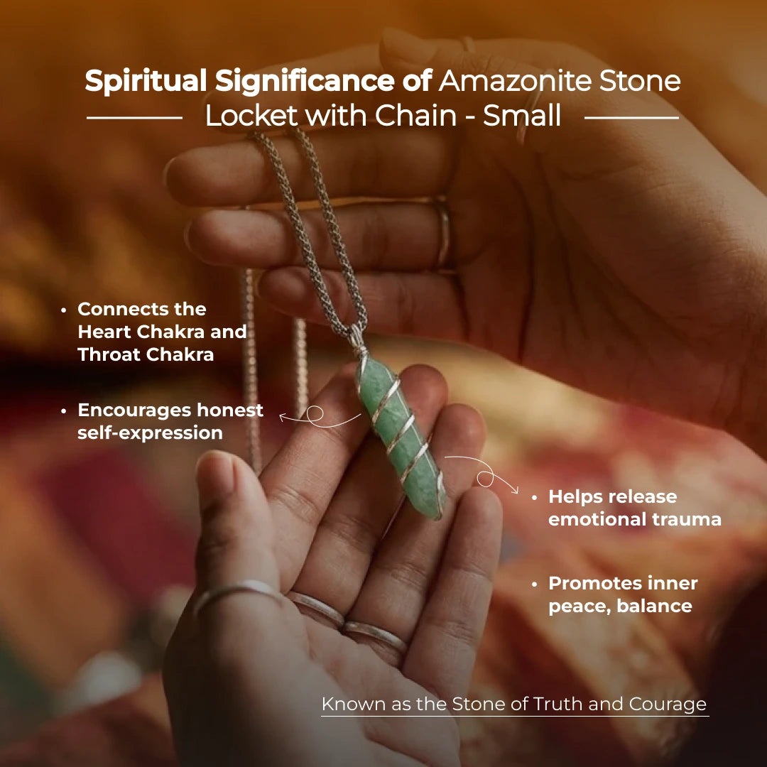 Amazonite Stone Locket with Chain - view 4