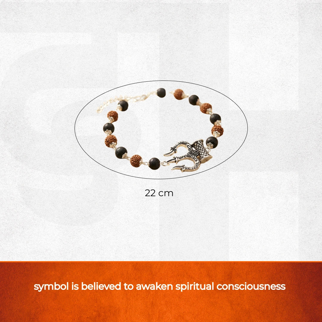 Rudraksha Karungali Silver Cap Trishool Damroo Bracelet - view 7