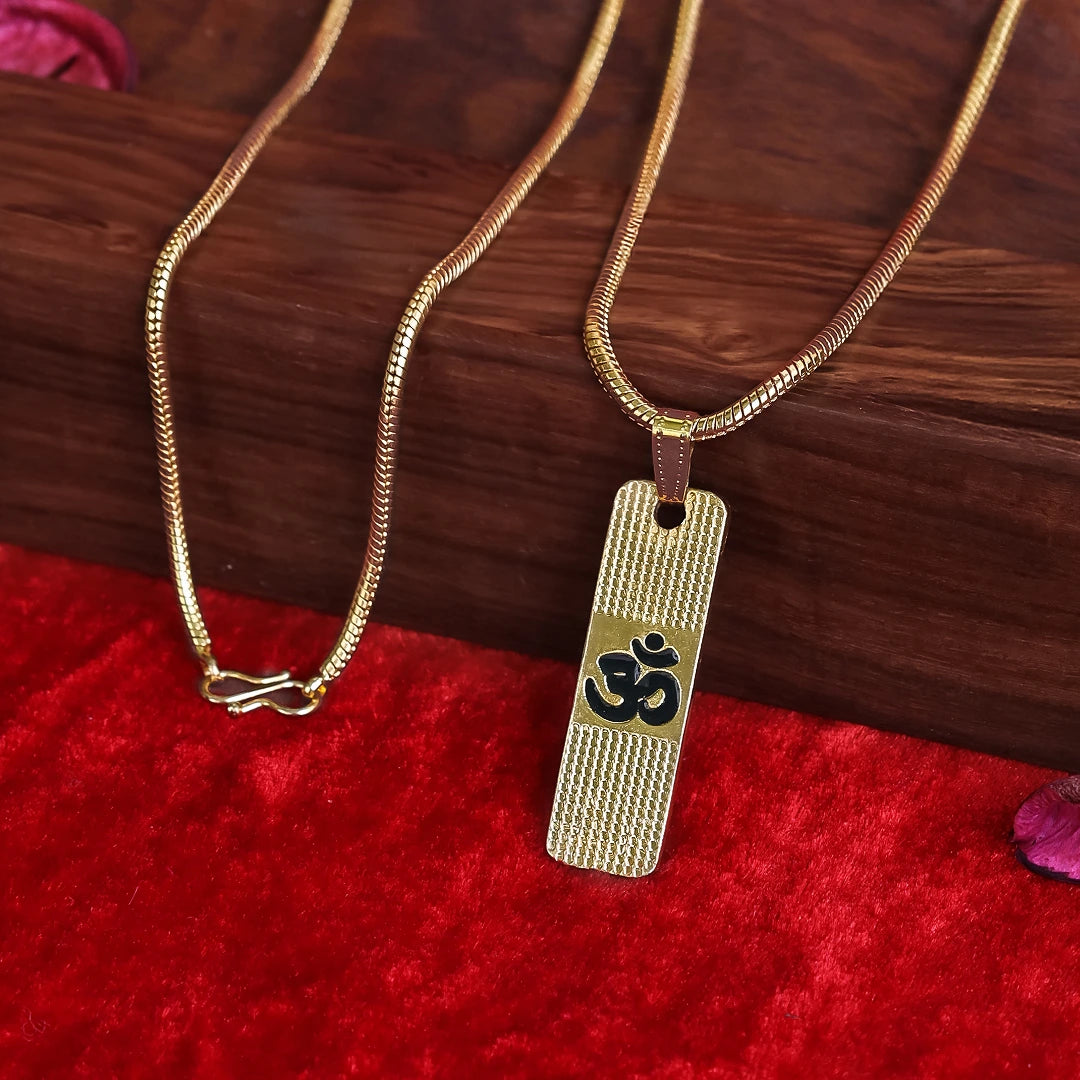 Gold Plated OM Pendant With Chain