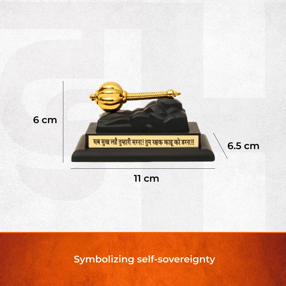 Hanuman Gada Gold Plated with Base
