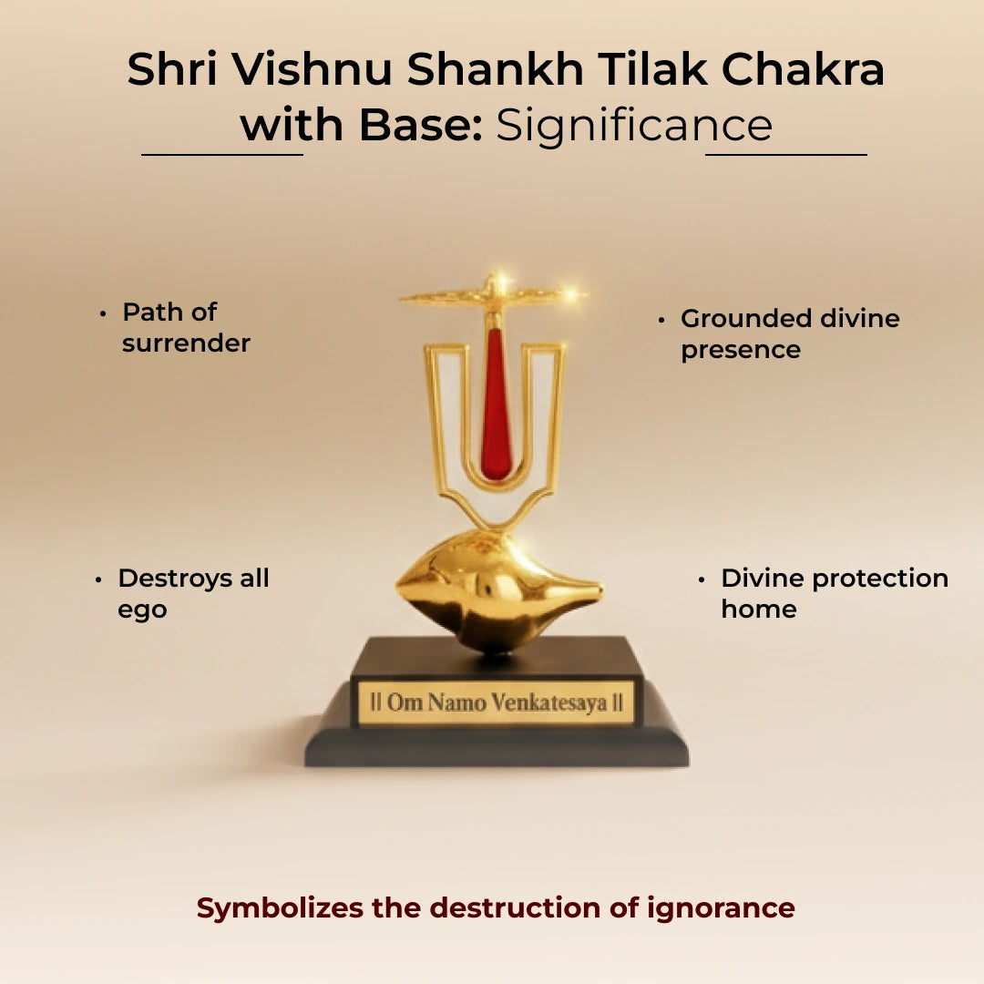 Shri Vishnu Shankh Tilak Chakra with Base - view 3