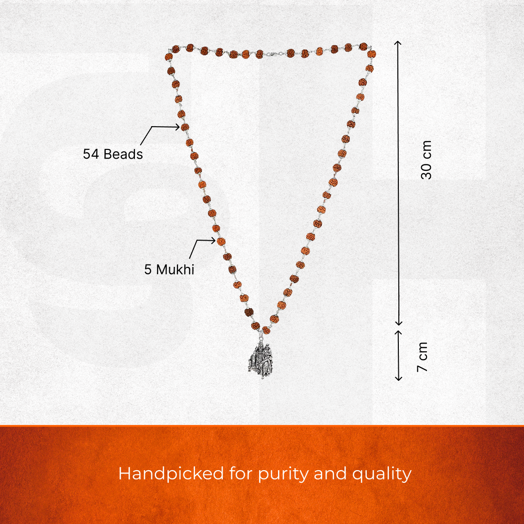 Shiv Murugan Rudraksha Pendant in Silver Finish - view 9