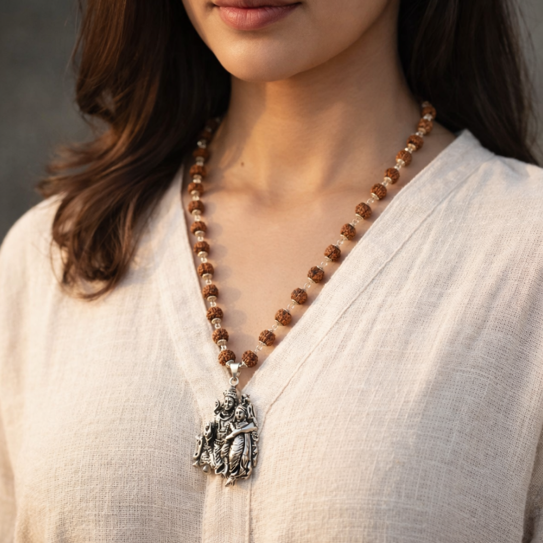 Shiv Murugan Rudraksha Pendant in Silver Finish - view 10