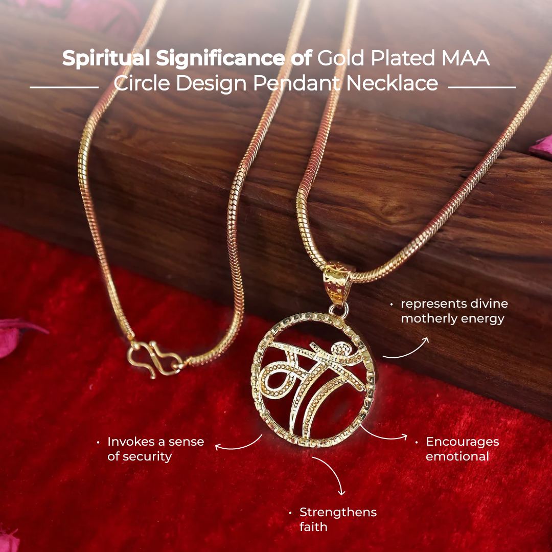 Gold Plated MAA Circle Design Pendant Necklace - view 2