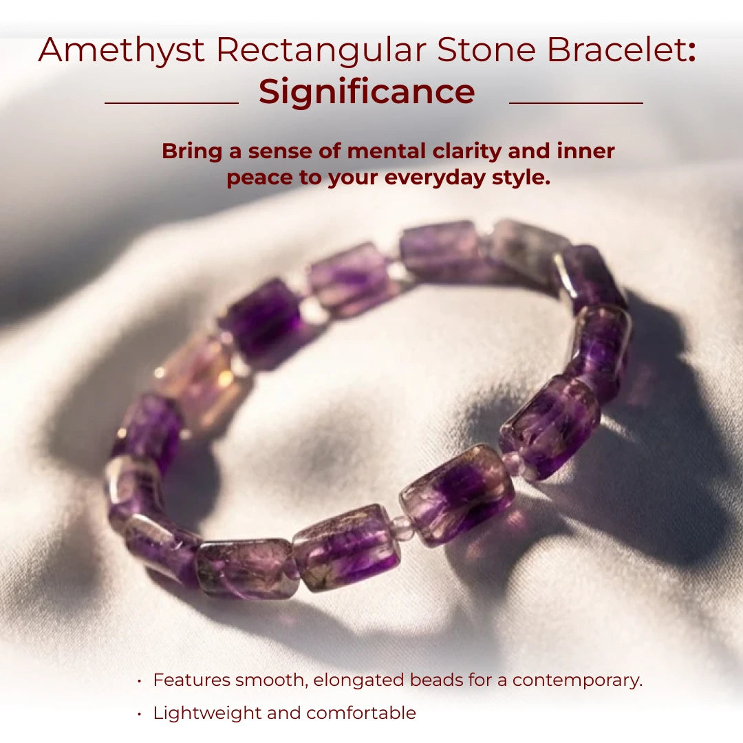 Amethyst Rectangular Stone Bracelet - view 4