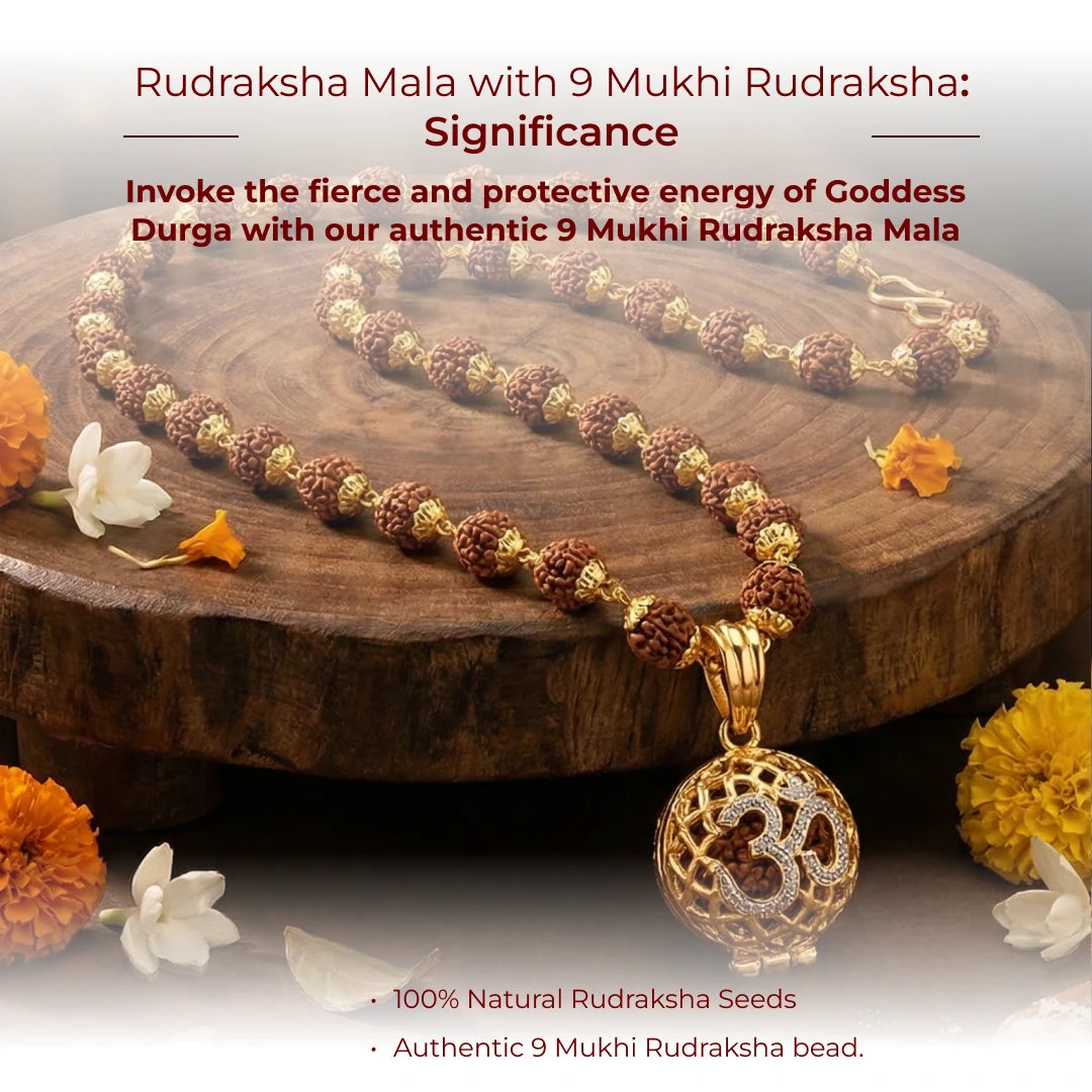 Rudraksha Mala with 9 Mukhi Rudraksha - view 8