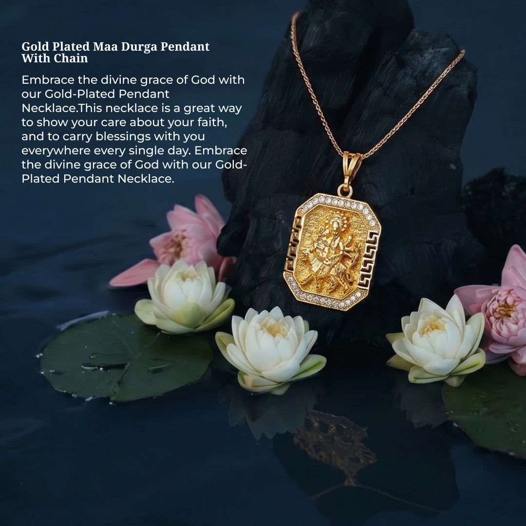 Gold Plated Maa Durga Pendant With Chain - view 5
