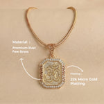 Gold Plated OM Diamond Pendant Necklace