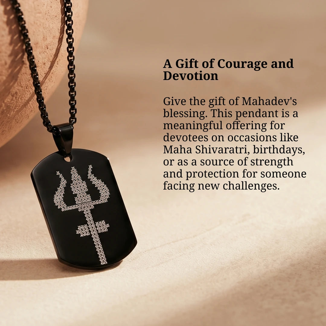 Oxidized Black Mahadev Trishul Pendant - view 7