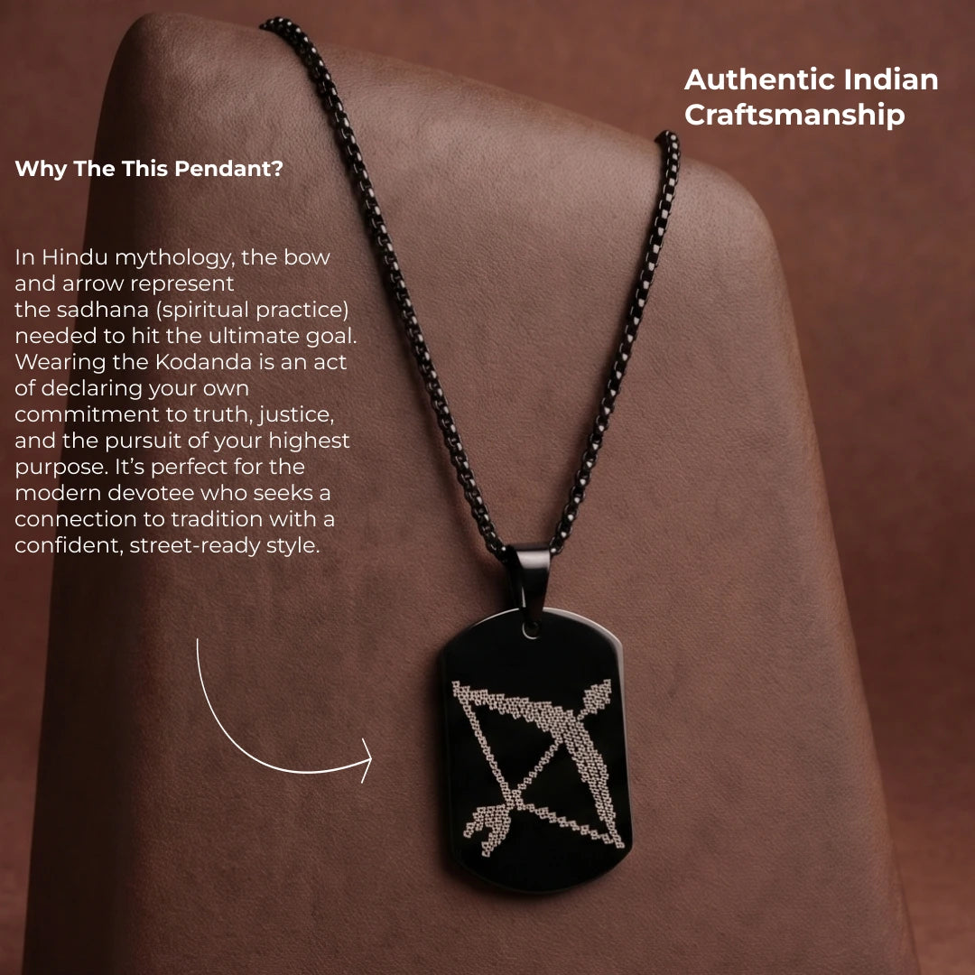 Oxidized Black Lord Rama Bow Pendant - view 7